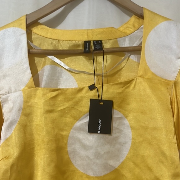 NWT Vero Moda Yellow White Polka Dot Crop Shirt - Picture 3 of 6